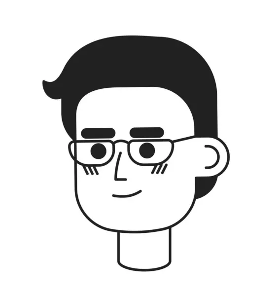 Eyeglasses Japanese Man Black White Vector Avatar Illustration Eyewear Asian — Stock Vector