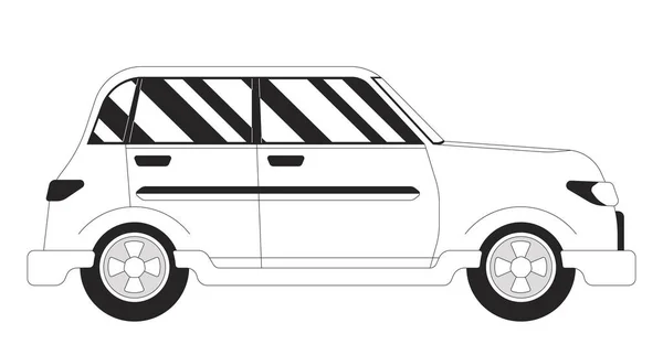 Auto Retro Stil Schwarz Weiß Linie Cartoon Objekt Vehicle Vintage — Stockvektor