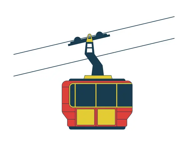 Gondola Ski Lift Riding Linear Cartoon Object Cabin Cableway Isolated — Stock Vector
