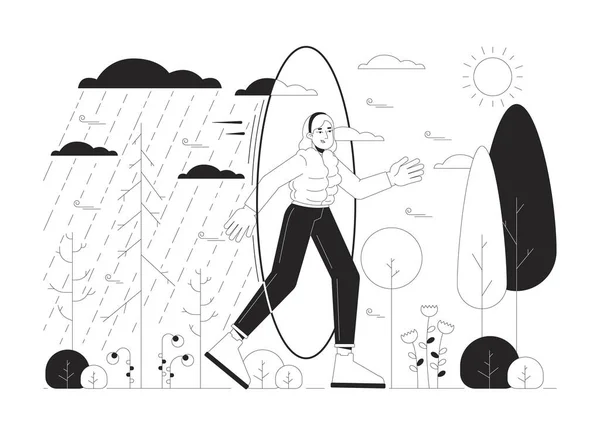 Bipolare Störung Schwarz Weiß Illustrationskonzept Transit Von Regentagen Sonnigem Wetter — Stockvektor