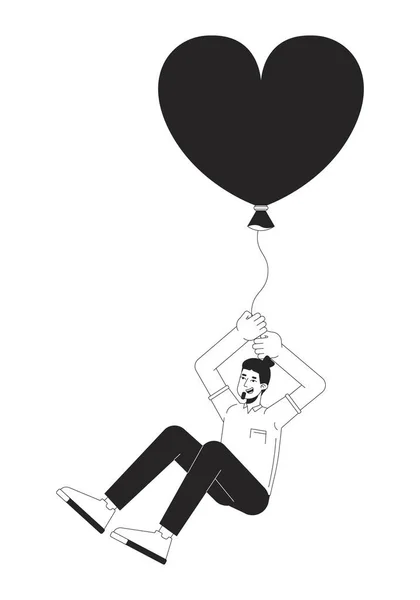 Kaukasischer Erwachsener Mann Der Mit Einem Luftballon Den Händen Eine — Stockvektor