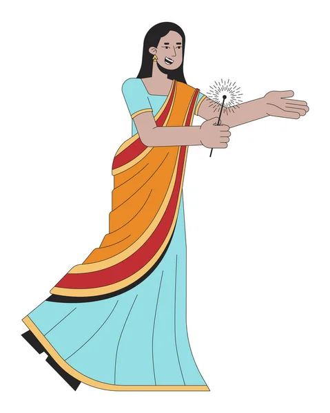 Sari Bengal Light Çizgisel Çizgi Film Karakteri Olan Mutlu Bir — Stok Vektör