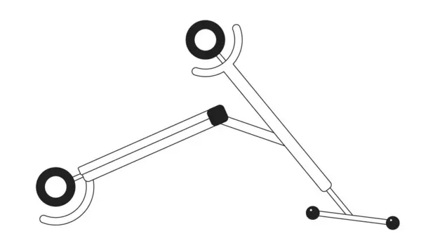 Scooter Quebrado Cabeça Para Baixo Objeto Desenho Animado Preto Branco — Vetor de Stock