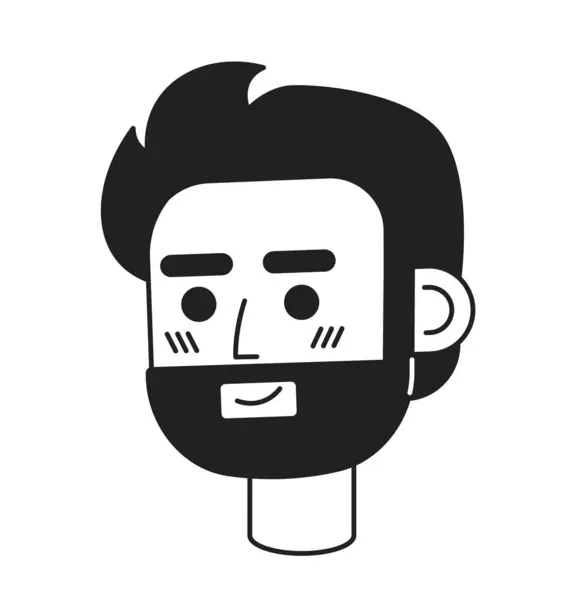 Confident Bearded Man Smiling Black White Vector Avatar Illustration European — Stock Vector