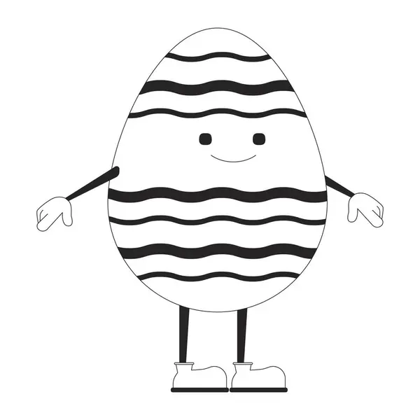 Wielkanoc Szczęśliwy Jajko Ramionami Nogami Czarno Białe Linii Postać Kreskówki — Wektor stockowy