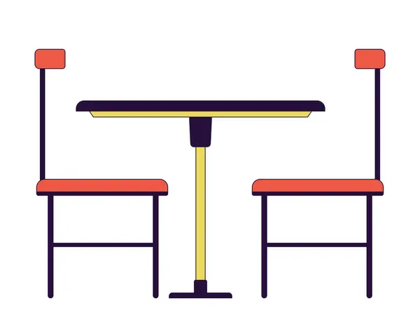 Stolik Stołowy Krzesła Liniowy Obiekt Kreskówki Kawiarnia Meble Izolowane Wektor — Wektor stockowy