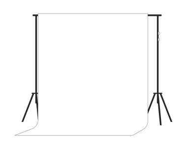 Siyah beyaz raftaki krom renkli ekran 2B çizgi çizgi nesne. Düzenlenebilir yeşil görüntü izole edilmiş çizgi vektör elemanı beyaz arkaplan. Film yapma ekipmanı monokromatik düz nokta çizimi