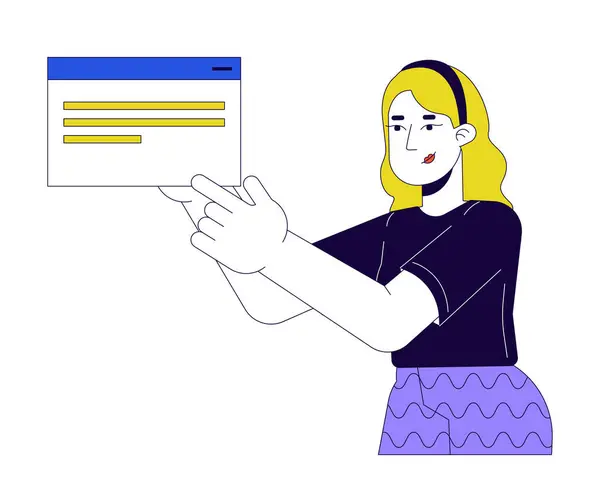 Γυναικείος Προγραμματιστής Γραμμικός Χαρακτήρας Κινουμένων Σχεδίων Σχεδιασμός Ιστοσελίδων Γυναίκα Που — Διανυσματικό Αρχείο