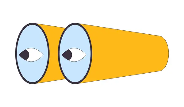 Prismáticos Con Ojos Lentes Objeto Dibujos Animados Lineales Observación Elementos — Vector de stock
