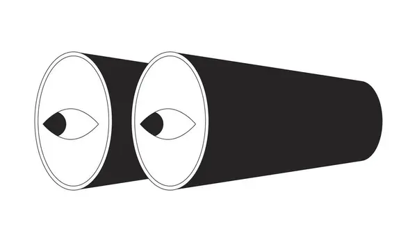 Prismáticos Con Ojos Lentes Blanco Negro Objeto Dibujos Animados Línea — Vector de stock