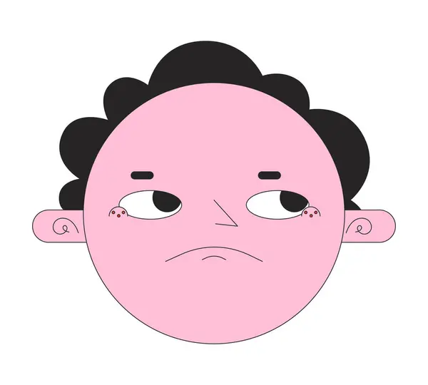 Face Disappointed Linear Vector Avatar Illustration Annoyed Rolling Eyes Cartoon — Stock Vector