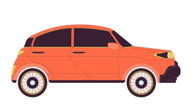 Küçük arazi aracı 2D çizgisel nesne. Güçlü bir makine. Geniş salonlu aile otomobili izole edilmiş çizgi vektör elemanı beyaz arka plan. Araç yan görünümü düz nokta illüstrasyonuName