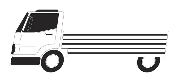 Mengemudi Lorry Hitam Dan Putih Line Objek Kartun Layanan Pengiriman - Stok Vektor