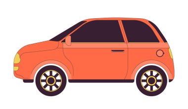 Hatchback araba modeli 2D çizgisel nesne. Rahat bir aile arabası. Otomatik izole çizgi vektör elemanı beyaz arkaplan sürülüyor. İki kapılı taşımacılık rengi düz nokta resimlemesi