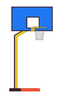 Basketbol kalkanı 2D direkte doğrusal çizgi film objesinde. Top oyunu ekipmanları. Hoop ve gol izole edilmiş çizgi vektör elemanı beyaz arkaplan. Spor sahası düz nokta illüstrasyonu