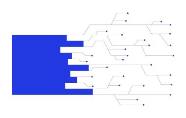 Yatay çubuk grafiği dijital veri devresi 2D çizgi film nesnesi. Grafik yolları. Elektronik devre bilgisi beyaz arka planda izole edilmiş element düz vektör klibidir. Benek illüstrasyonu