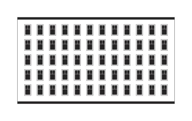 Geniş apartman kompleksi mimarisi 2D çizgi nesnesi. Çağdaş kentsel gelişim. Emlak mülkü çok katlı, klipart vektör ana hatlı öğe. Tek renkli nokta illüstrasyonu