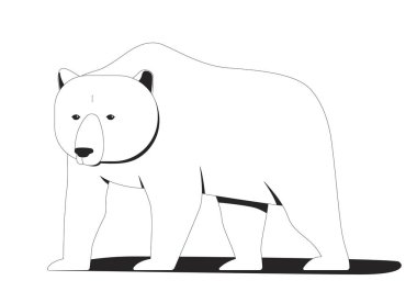 Kutup ayısı 2D çizgi karakteri. Boz ayı, ursus maritimus. Orman yaban hayatı. Vahşi yaratık. Doğal yaşam hayvan izole vektör mürekkep ana hatlı yaratık. Monokromatik nokta çizimi