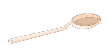 Yemek kaşığı 2D çizgi film nesnesi. Mutfak gereçleri. Yemek hazırlama. Masa takımı takımı. Mutfak aletleri ve mutfak aletleri beyaz üzerine izole edilmiş element düz vektör klipsi sanatı. Benek illüstrasyonu