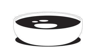 2 boyutlu kasede hoisin sosu. Asya sosu. Koyu renk. Çin baharatlı sosu. Mutfak yüzdürme. Mutfak malzemesi izole edilmiş Clipart vektör mürekkep ana hatları öğesi. Tek renkli nokta illüstrasyonu