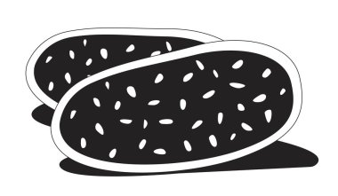 Tam tahıllı ekmek 2D çizgi nesnesi. Buğday kabuğu, sade dilimlenmiş ekmek. Taze yemek. Esnaf besin maddesi. Fırın ürünü Clipart vektör mürekkep ana hatlarını izole etti. Tek renkli nokta illüstrasyonu