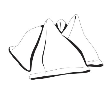 Çıtır üçgen samosalar 2D çizgi nesnelerini bir araya getiriyorlar. Hint yemeği. Tuzlu hamur işi. Etnik mutfak aperatifi Clipart vektör mürekkebi ana hatlarını izole etti. Tek renkli nokta illüstrasyonu