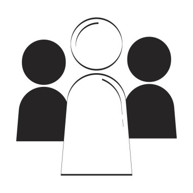 Lider figür ve takım doğrusal nesneyi karalıyor. İnsan Kaynakları ekip çalışması. Önde gelen insanlar. Çalışan grubu. Liderlik yönetimi 2D vektör özet çizimi sanatı beyaza izole edildi. El çizimi çizimi çizimi