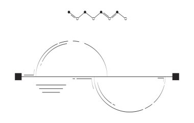 Çizgi çizelgesi çizili yarı daire grafik doğrusal nesne. Bilgi elemanı. Karşıt yarım daire karşılaştırması 2D vektör anahat klipsi sanatı beyaza izole edildi. El çizimi çizimi çizimi