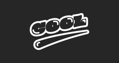 Cool retro black outline social media phrase. Casual expression of approval, positive reaction. Teen communication. Rounded bubble letters with swoosh. Vintage sports, varsity typography. Oi font used