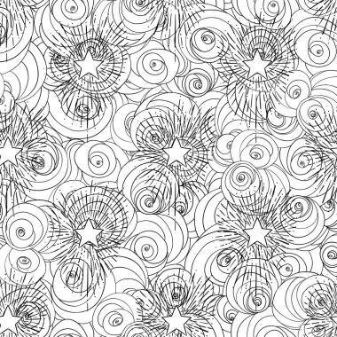 Yıldızlı ve bulutlu kusursuz desen. Eski tarz. Çocuklar için duvar kağıdı, ambalaj kağıdı ya da kumaş tasarımı. Astronomi, astroloji, sihir. Çocuklar ve yetişkinler için boyama kitabı.