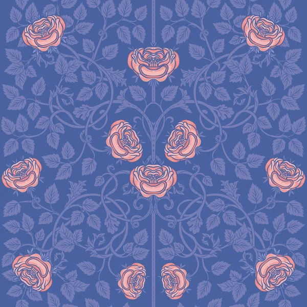 花柄ヴィンテージシームレスパターンレトロスタイルの壁紙 魅惑的なヴィンテージの花 芸術と工芸の動きに触発された 包装紙 生地やファッション服のためのデザイン — ストックベクタ