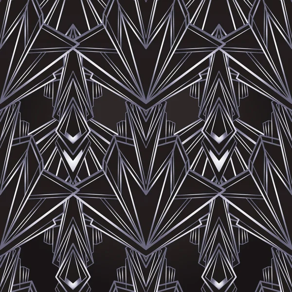 Patrón Sin Costura Geométrico Estilo Art Deco Negro Plata Ilustración — Archivo Imágenes Vectoriales