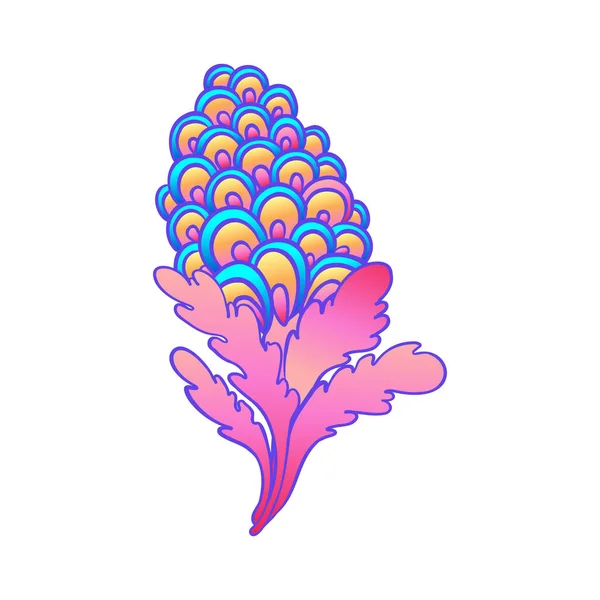 Πολύχρωμο Λουλούδι Ρετρό Χίπικο Στυλ Vintage Ψυχεδελικά Διανυσματικά Στοιχεία Σχεδιασμού — Διανυσματικό Αρχείο