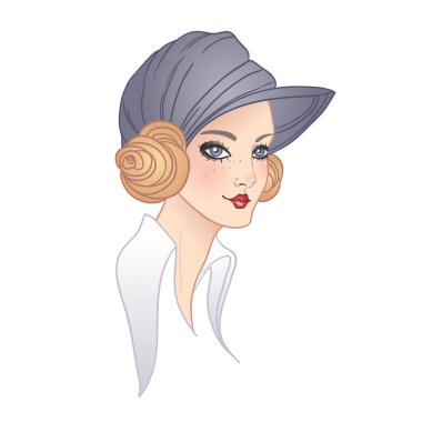 Art Deco vintage illustration of flapper girl. Retro party character in 1920s style. Vector design for glamour event or jazz party. clipart