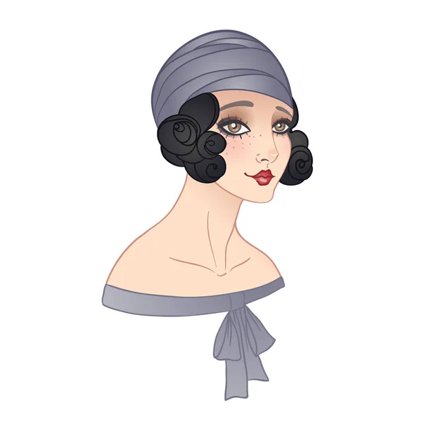 Art Deco Vintage Illustration Von Flapper Mädchen Retro Party Charakter — Stockvektor