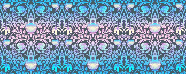 Цветочные Винтажные Бесшовные Рисунки Ретро Обоев Зачарованные Винтажные Цветы Движение — стоковый вектор