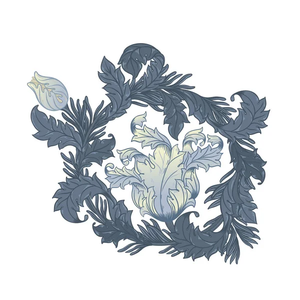 Квітковий Вінтажний Елемент Зачаровані Старовинні Квіти Мистецтво Ремесла Надихнули Рух — стоковий вектор
