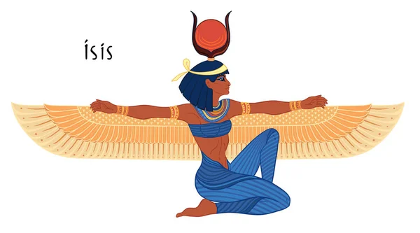 이시스는 이집트 신화에서 마법의 여신이다 이집트의 여신중 하나는 여자와 아이들을 — 스톡 벡터