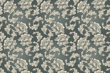 Retro duvar kağıtları için kusursuz klasik barok desen. Büyülü Vintage Çiçekleri. William Morris, Sanat ve El Sanatları Hareketi. Ambalaj kağıdı, duvar kağıdı, kumaş ve moda kıyafetleri için tasarım.