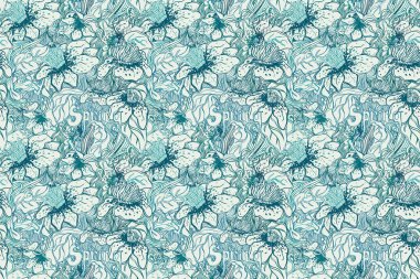 Retro duvar kağıtları için kusursuz klasik barok desen. Büyülü Vintage Çiçekleri. William Morris, Sanat ve El Sanatları Hareketi. Ambalaj kağıdı, duvar kağıdı, kumaş ve moda kıyafetleri için tasarım.