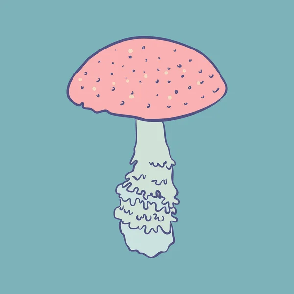 Magic Mushroom Psychedelic Hallucination Vector Illustration Pastel Colors Isolated 60S — Vettoriale Stock
