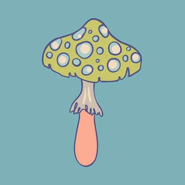 Magic Mushroom Psychedelic Hallucination Vector Illustration Pastel Colors Isolated 60S —  Vetores de Stock