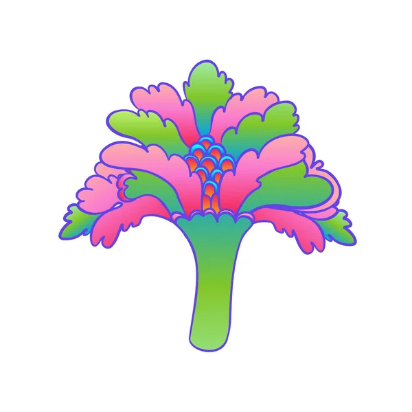 Fleurs Colorées Rétro Des Années Style Hippie Des Années Eléments — Image vectorielle