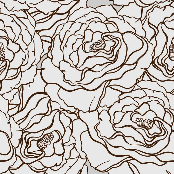 Seamless Pattern Flowers Roses Vector Floral Illustration Vintage Style Wallpaper —  Vetores de Stock