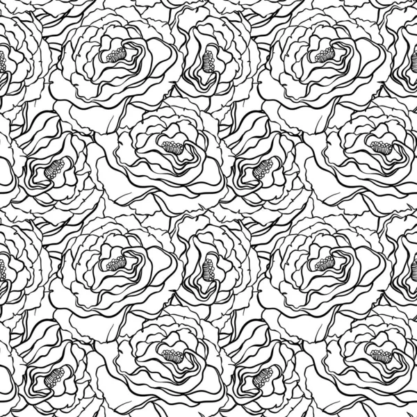 Seamless Pattern Flowers Roses Vector Floral Illustration Vintage Style Wallpaper — Vetor de Stock