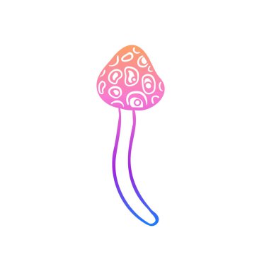 Magic mushrooms. Psychedelic hallucination. Gradient colorful vector illustration isolated on white. 60s trippy hippie art.