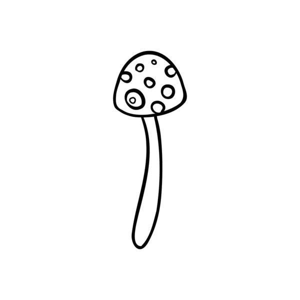 神奇的蘑菇 迷幻的幻觉 在白色上孤立的概要向量图 60年代嬉皮士艺术 儿童和成人彩色书 — 图库矢量图片