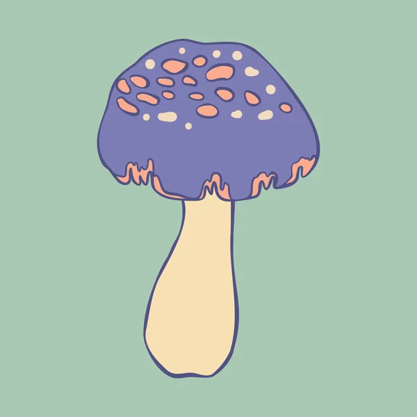 Magic Mushroom Psychedelic Hallucination Vector Illustration Pastel Colors Isolated 60S — Wektor stockowy