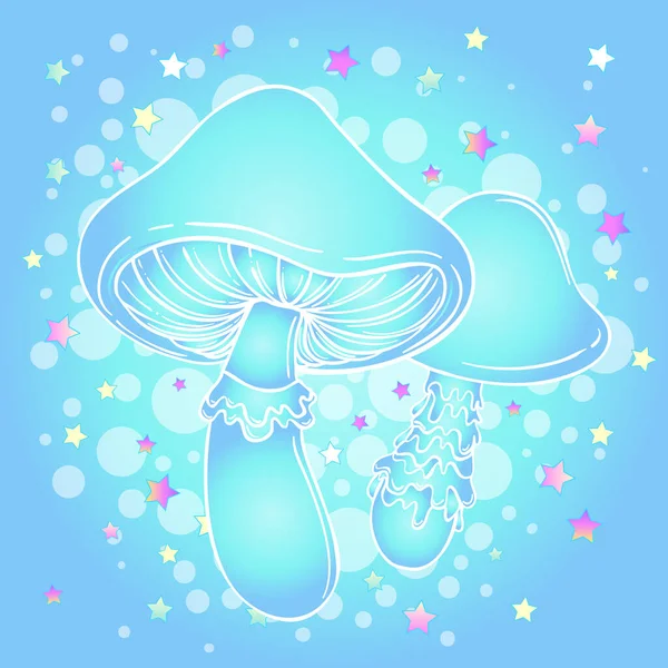 Cogumelos Mágicos Alucinação Psicadélica Ilustração Vetorial Vibrante Arte Colorida Hippie — Vetor de Stock