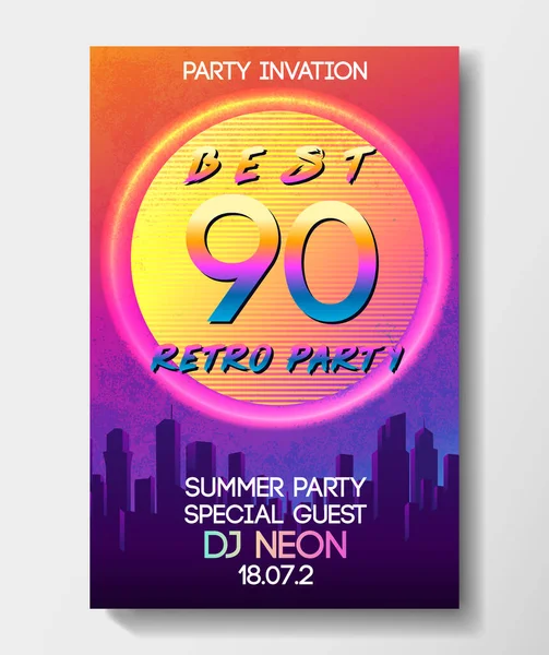 Rave Party Flyer Design Template Set 1980 Ретро Футуризм Векторна — стоковий вектор